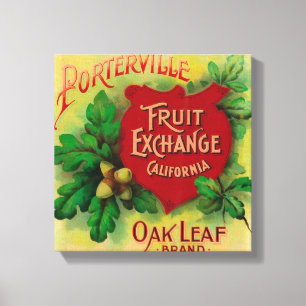 Oaklöv orange LabelPorterville, CA Canvastryck