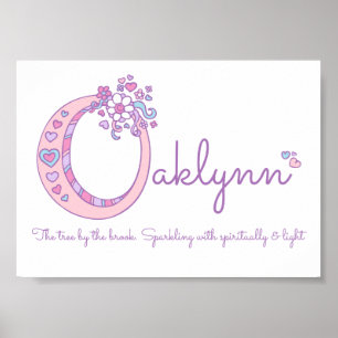 Oaklynn namn betyder pastel brev O Poster