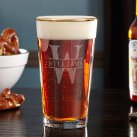 Oakmont Monogram Guld Rim Pint Beer Glass