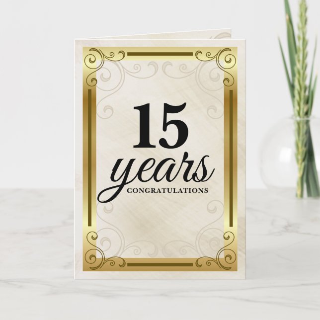 Oäkta guld universell anställds jubileum kort (Framsida)