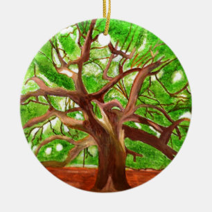 Oakträd Julgransprydnad Keramik