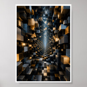 Oändlig 3D-kubtunnel Väggkonst