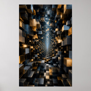 Oändlig 3D-kubtunnel Väggkonst