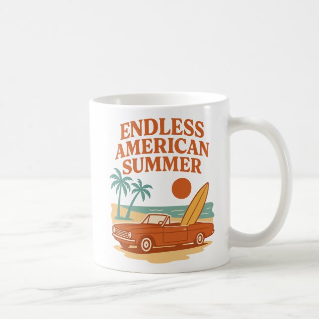 Oändlig Amerikansk Sommar Retro Surf Art Kaffemugg (Höger)