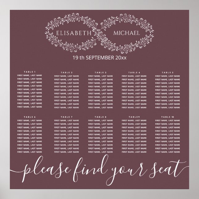 Oändlig botanisk romantisk elegant i burgundisk poster (Framsidan)