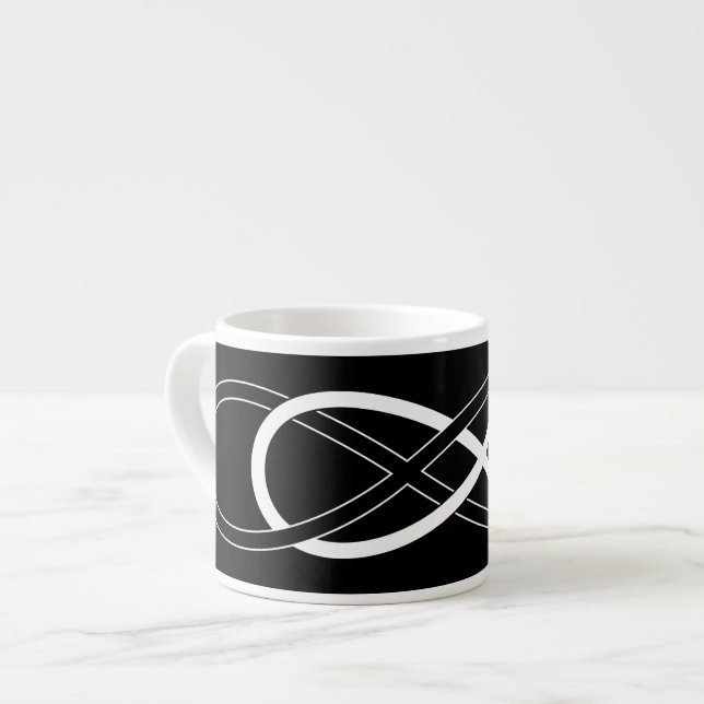 Oändlig dubbla av symbol - svartvitt espressomugg (Framsida vänster)