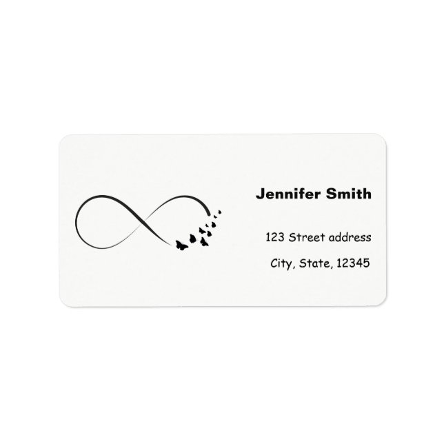 Oändlig fjärilssymbol adressetikett (Framsidan)