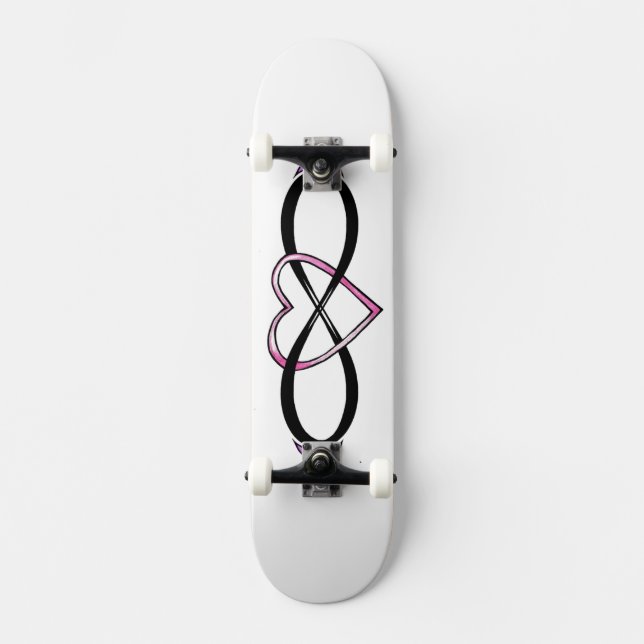 Oändlig hjärtdesign old school skateboard bräda 21,6 cm (Framsida)