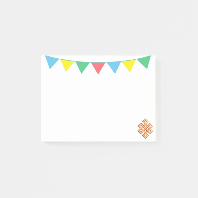 Oändlig knut & flaggor i flera färger post-it block (Framsida)