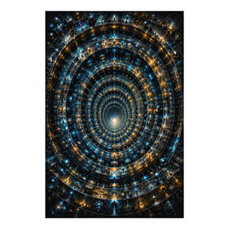 Oändlig Kosmisk Mikro Mosaik Tunnel 3D Poster