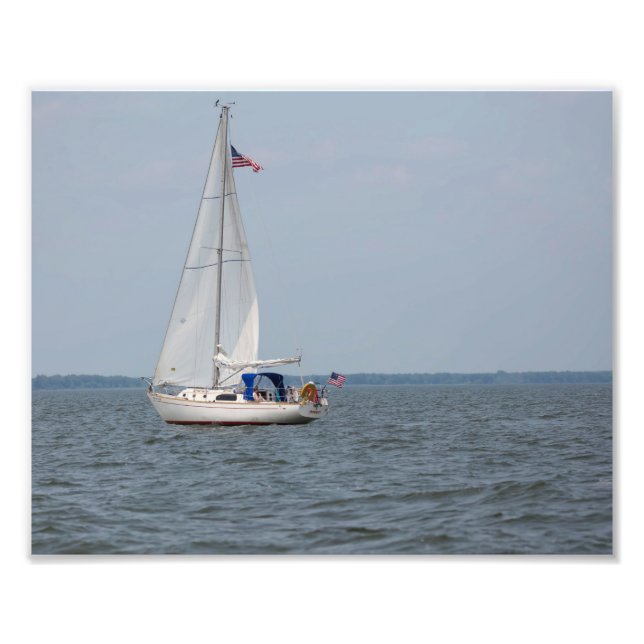 Oändlig segelbåt som seglar Sjö Michigan Fototryck (Framsidan)