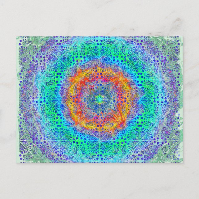 Oändlig soluppgång psykodelisk design vykort (Framsida)