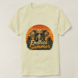 Oändlig sommar elefant | Retro solnedgång Safari T Shirt