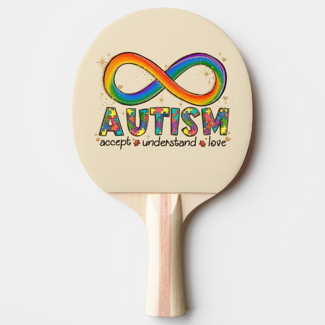 Oändlig symbol för autism, acceptera, förstå, Kärl Pingisracket (Framsidan)