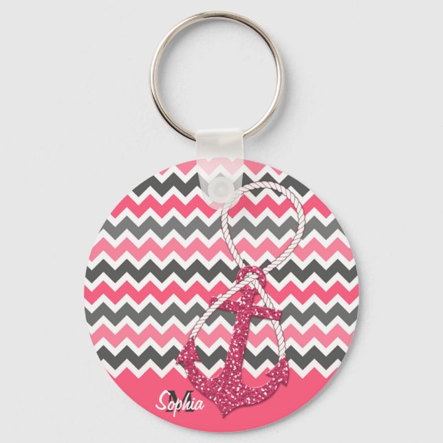 oändlig symbol för sjömansförankringen i glitter nyckelring (Framsida)