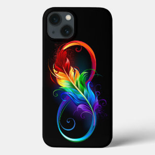Oändlig symbol med Rainbow Feather