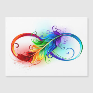 Oändlig symbol med Rainbow Feather