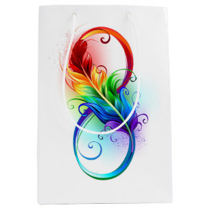 Oändlig symbol med Rainbow Feather
