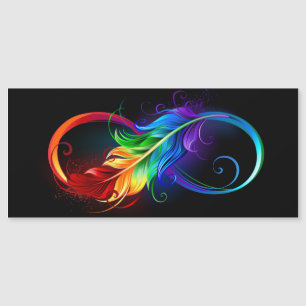 Oändlig symbol med Rainbow Feather