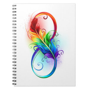 Oändlig symbol med Rainbow Feather Anteckningsbok