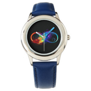 Oändlig symbol med Rainbow Feather Armbandsur