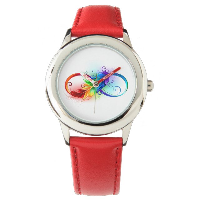 Oändlig symbol med Rainbow Feather Armbandsur (Framsida)
