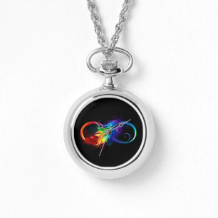 Oändlig symbol med Rainbow Feather Armbandsur