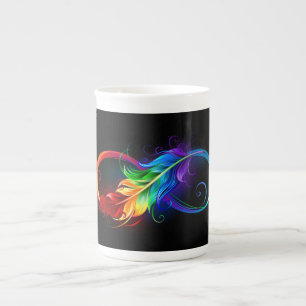 Oändlig symbol med Rainbow Feather Benporslin Mugg