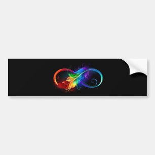 Oändlig symbol med Rainbow Feather Bildekal