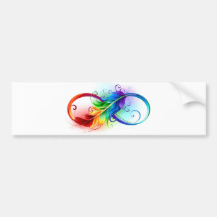 Oändlig symbol med Rainbow Feather Bildekal