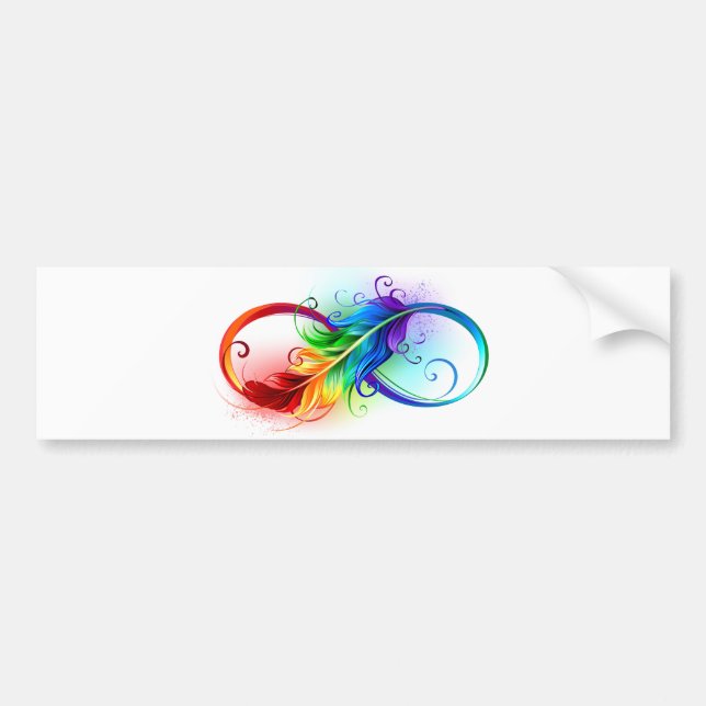 Oändlig symbol med Rainbow Feather Bildekal (Framsidan)
