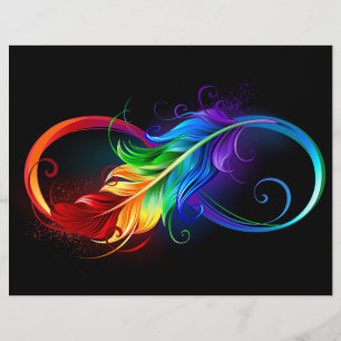 Oändlig symbol med Rainbow Feather Brevhuvud