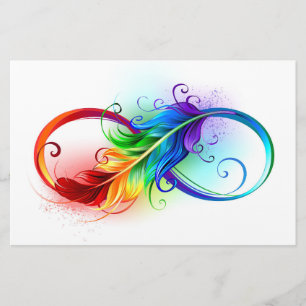 Oändlig symbol med Rainbow Feather Brevpapper