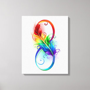 Oändlig symbol med Rainbow Feather Canvastryck