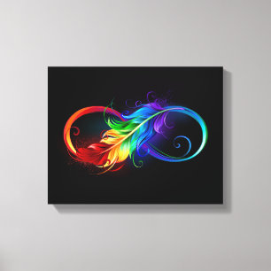 Oändlig symbol med Rainbow Feather Canvastryck