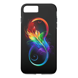 Oändlig symbol med Rainbow Feather