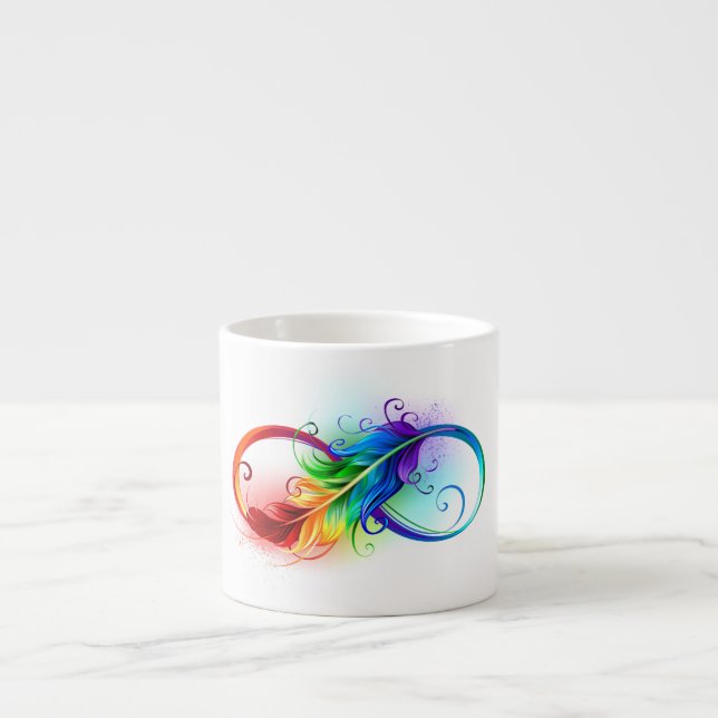 Oändlig symbol med Rainbow Feather Espressomugg (Framsidan)