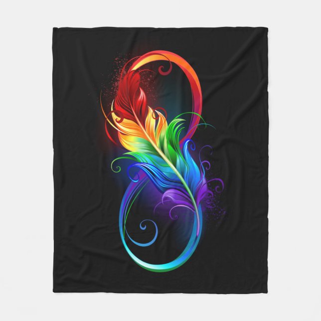 Oändlig symbol med Rainbow Feather Fleecefilt (Framsidan)