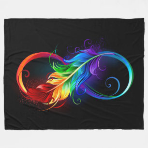 Oändlig symbol med Rainbow Feather Fleecefilt