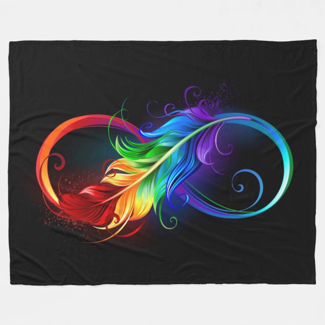 Oändlig symbol med Rainbow Feather Fleecefilt (Framsidan (Horisontell))