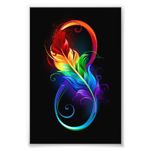 Oändlig symbol med Rainbow Feather Fototryck