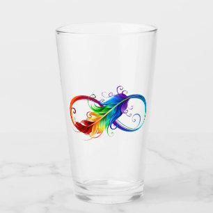 Oändlig symbol med Rainbow Feather Glaskopp