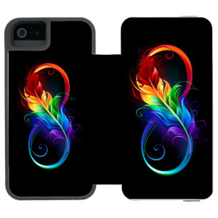 Oändlig symbol med Rainbow Feather