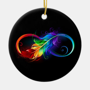 Oändlig symbol med Rainbow Feather Julgransprydnad Keramik