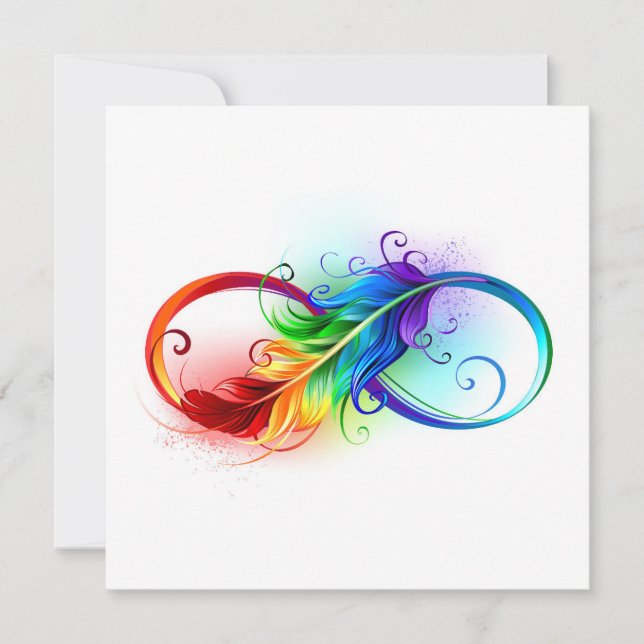 Oändlig symbol med Rainbow Feather Julkort (Framsida)