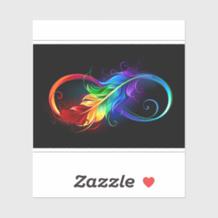 Oändlig symbol med Rainbow Feather Klistermärken