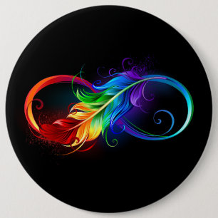 Oändlig symbol med Rainbow Feather Knapp