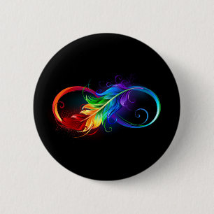 Oändlig symbol med Rainbow Feather Knapp