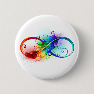Oändlig symbol med Rainbow Feather Knapp