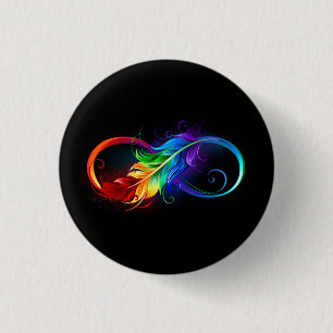 Oändlig symbol med Rainbow Feather Knapp